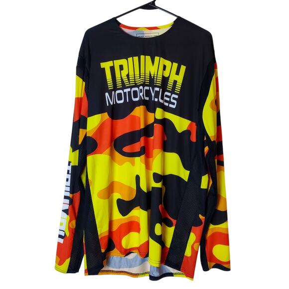 Triumph Motorcycles Lava Camo Long Sleeve Lightweight Moto Jersey Medium - Picture 1 of 12